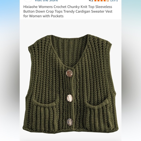 Amazon Green Cardigan Sweater with Chunky Knit - Picture 6 of 7